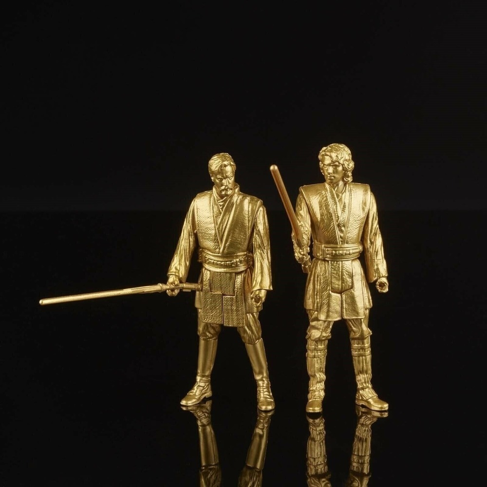 Star Wars Commemorative Edition Gold Obi-Wan Kenobi & Anakin Skywalker Figures - Picture 2 of 4